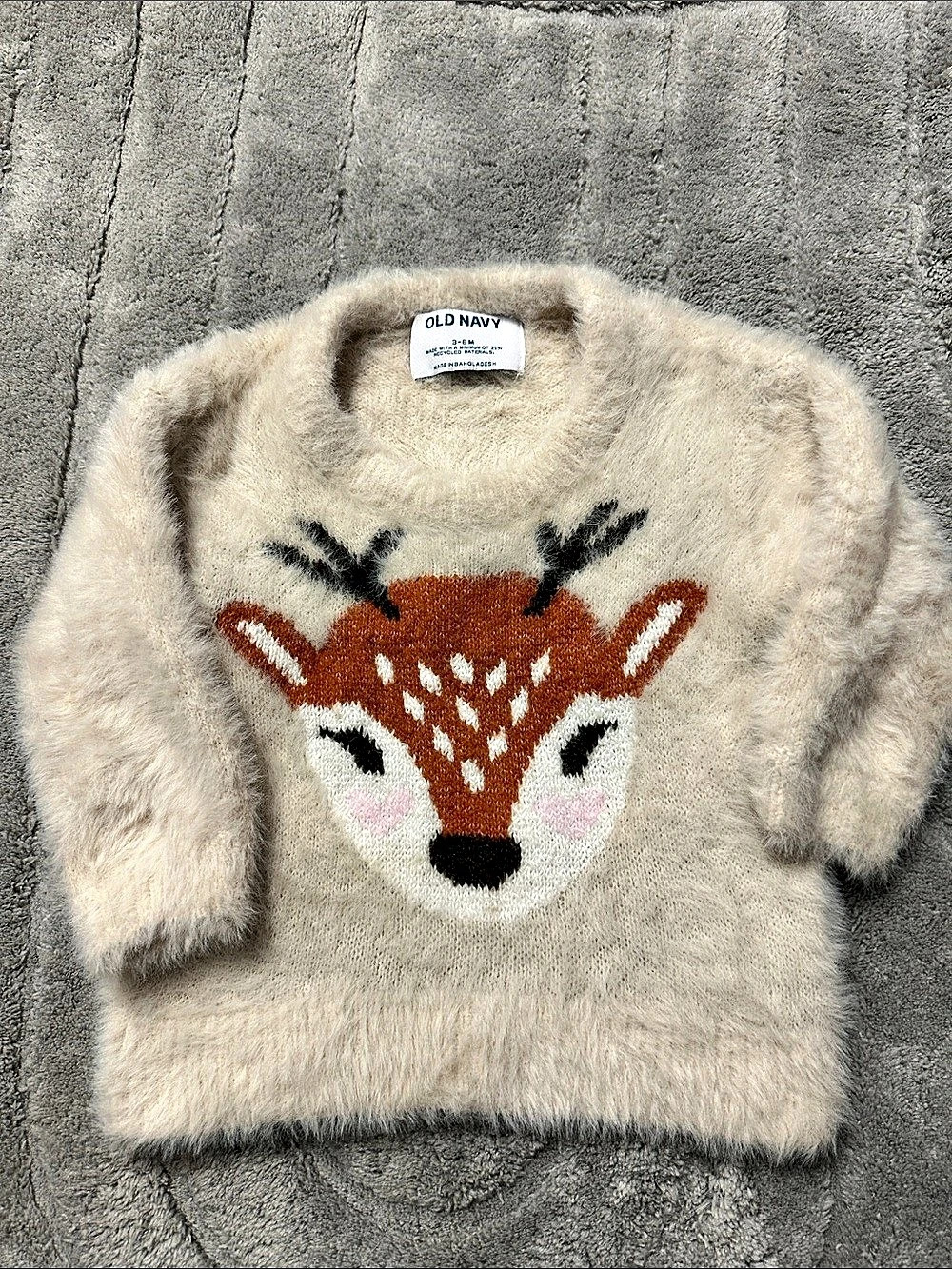 Old Navy Baby Fuzzy Reindeer Graphic Sweater Baby Reindeer Sweater Size 3-6M